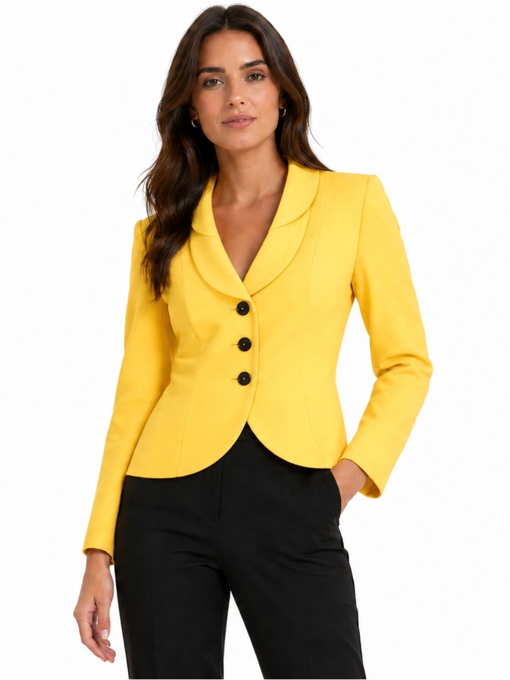 Calvin Klein Blazer Jacket Yellow Lined 3 Buttons